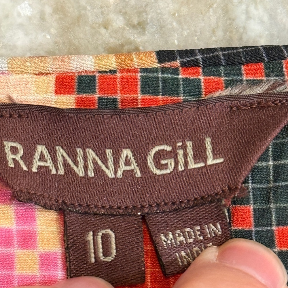 Women’s Anthropologie RANNA GILL Fanned Vingette Shift Mini Dress- Size 10 - Picture 7 of 8